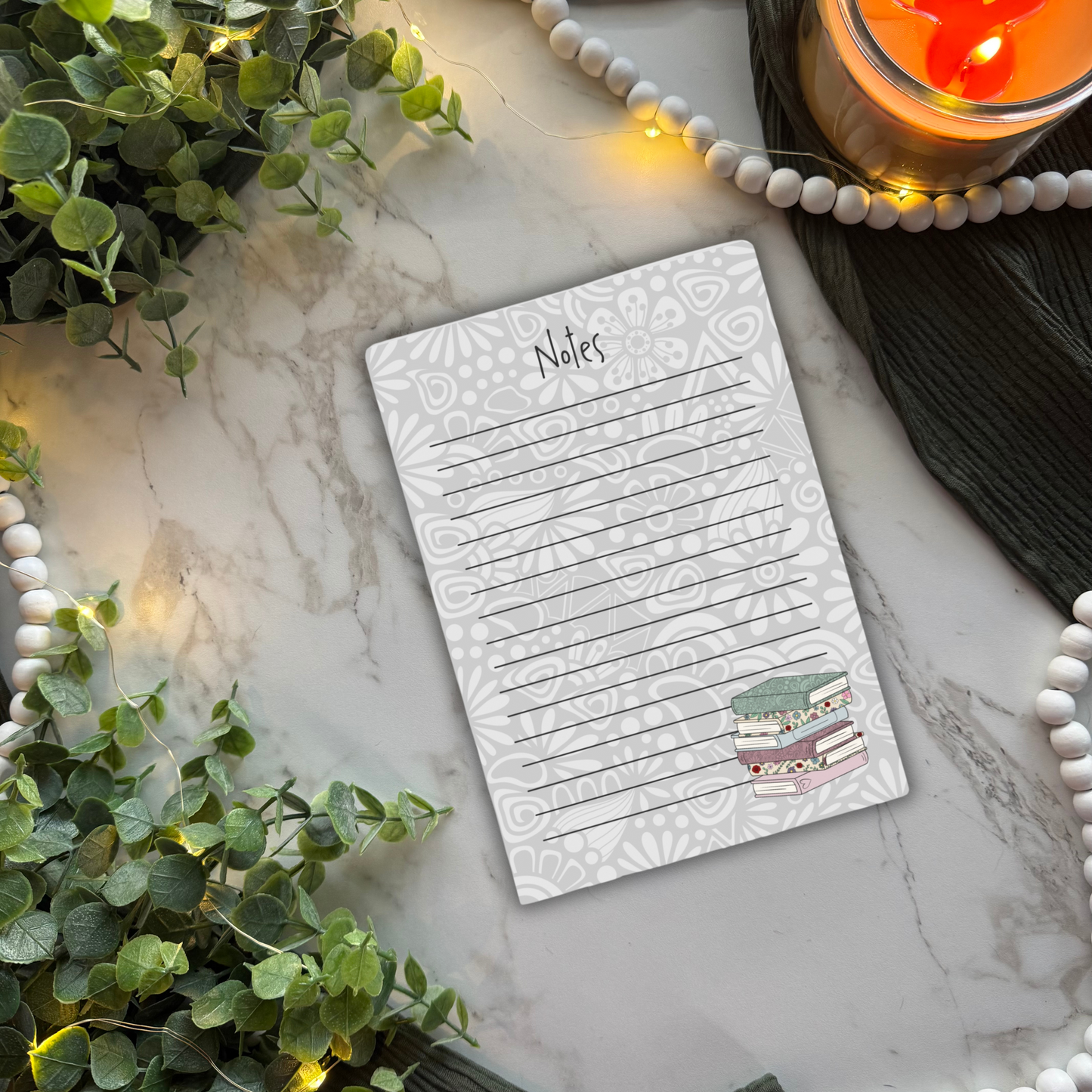 Flower Book Stack Notepad
