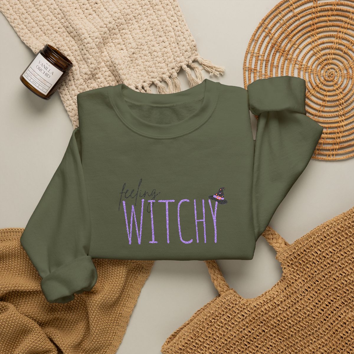 Feeling Witchy Embroidered Unisex Crewneck Sweatshirt